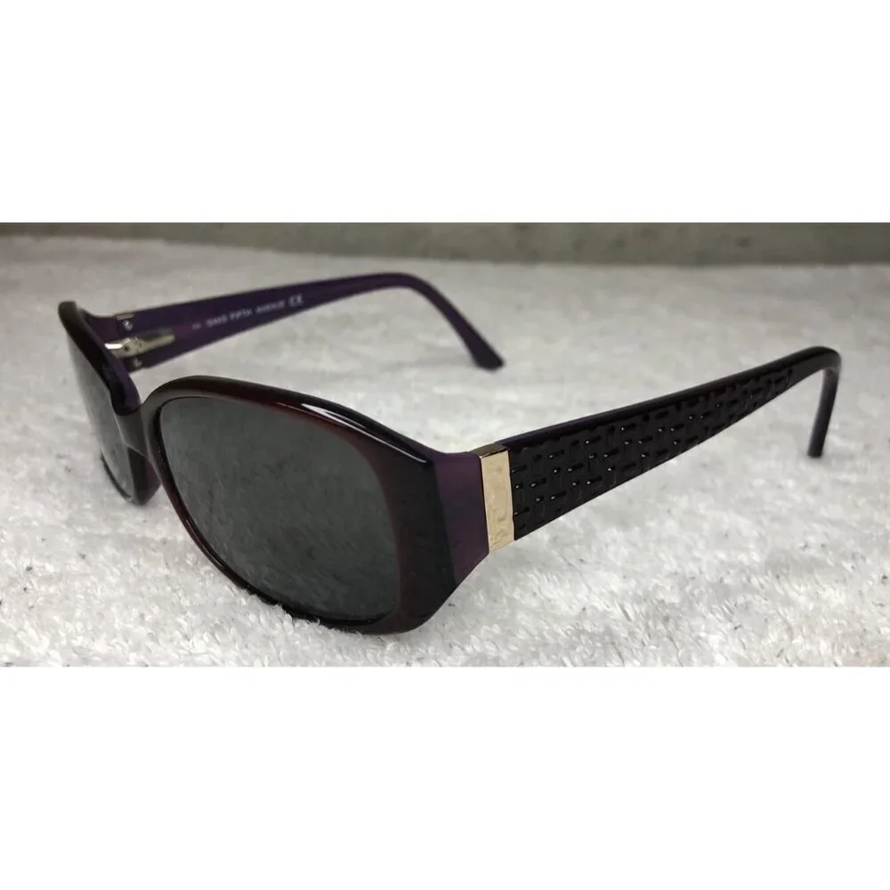 SAKS FIFTH AVENUE 61/S Dark Purple Cat-Eye Womens Sunglasses Frames 53-16-130